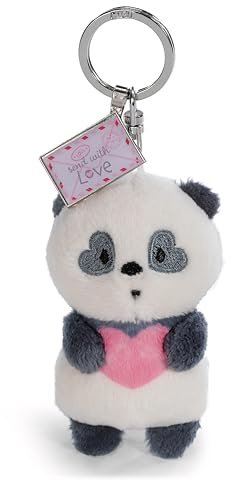NICI Schlüsselanhänger Love Panda 8cm - schwarz - Treuer-Plüschbegleiter für Rucksack oder Tasche, Schlüsselhalter für klein und Groß | 62621