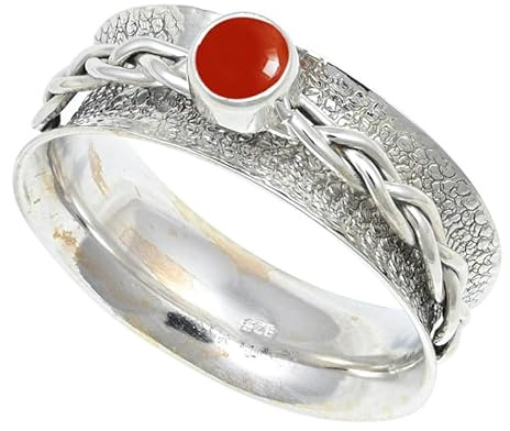 JEWELSTREZORO Edelstein 925 Sterling Silber Stilvoller handgefertigter Band Ring Geschenkartikel Herren & Damen Schmuck TSR143AA