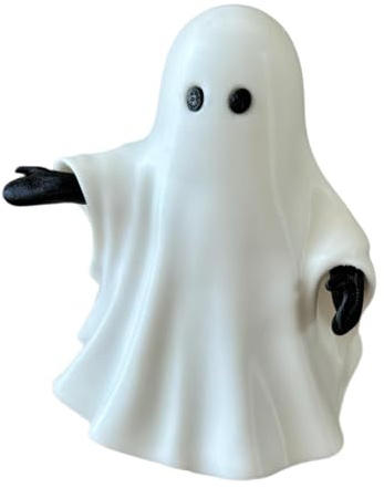 Milageto Niedliche Geisterfigur, Halloween-Dekoration mit Licht, dekorative Skulptur aus Kunstharz, Schreibtisch-Ornament für Kamin, Schlafzimmer