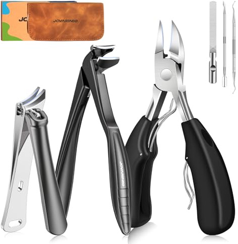Upgrade Long Handled Toenail Clippers for Thick Toenails for Seniors | Angled Head Large Toe Nail Clippers Set for Men with Lock, Heavy Duty Ingrown Toenail Clippers Slanted Nail Cutter Wide Jaw
