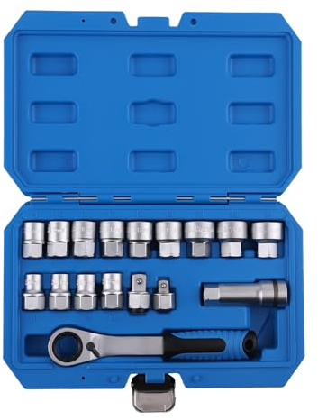 maXpeedingrods 17tlg Durchsteck Steckschlüssel Satz mit Ratsche CRV 10-24mm | Ratschenschlüssel-Sets für Mechaniker Werkstatt, Umschaltknarre Durchgangs Steckschlüsselsatz 1/2 Zoll und 3/8 Zoll
