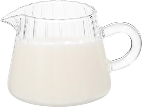 STOBAZA Pichet à Lait Verre Borosilicate Petit Pot à Robuste avec Bec Verseur et Poignée Ergonomique Résistant Chaleur et Usage Quotidien Pour Café et Cuisine