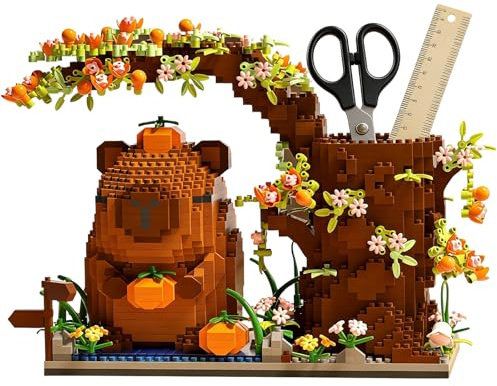 KINDLUME Wasserschwein Stiftehalter, Klemmbausteine, Bausatz, Kreatives Konstruktionsset mit visueller Schritt für Schritt Anleitung, 3D Tierfigur Modell, für Bürodekoration, kreative Geschenkideen