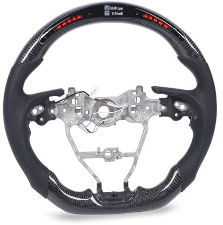 Wakects Volante in Fibra di Carbonio con Luci di Display a LED, Forma Ergonomica a D con Eleganti Accenti Rossi per XV70 2018-2024