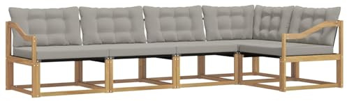 vidaXL Outdoor-Sofagarnitur mit Kissen 5 pcs Weiß und Hellgrau, Moderne Gartenmöbel, Sofa-Kollektion und robuste Terrassenbestuhlung, gemütliche Lounge-Einheit