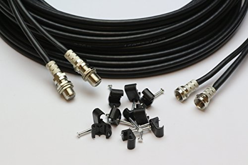 30m Black Twin Satellite Shotgun Cable Sky Plus, Sky HD, Freesat Extension & Clips