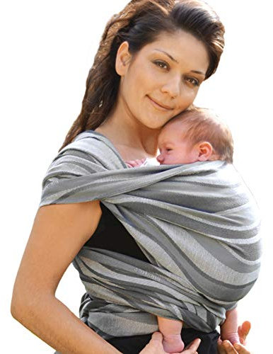 Didymos 446003 Babytragetuch, Modell Wellen silber, Größe 3