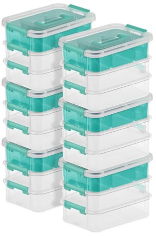 Sterilite Stack & Carry 3 Layer Handle Box, Small Latch Bins, Clear, 6 Pack