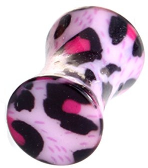 Karisma Ohr Flesh Plug Tunnel Piercing Acryl Leopard Lila T6347 Größe 6mm