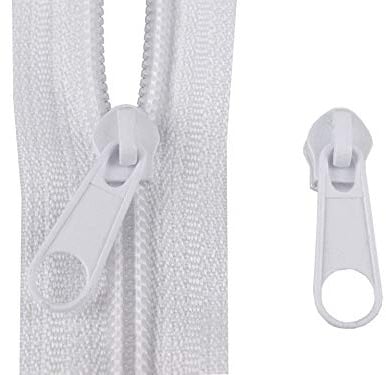 landfreude 10 Zipper Schieber für Reißverschluss endlos 3mm spiralförmig #101 weiss