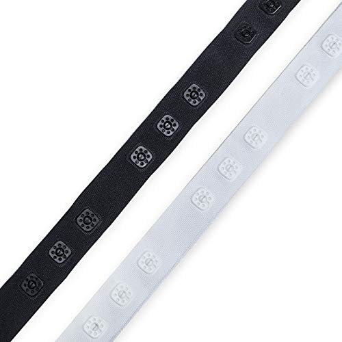 Neotrims Square Snap Popper Teddy Tape Press Stud Fasten Ribbon, 3 Line Grouped. High Strength Fastening Braid on Polyester Grosgrain. 16mm Tape, 8mm Square Popper Studs. Curtain, Duvet, Crotch Fastening