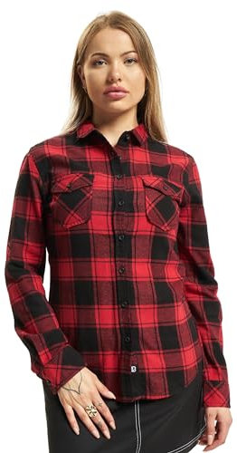 Brandit Women Amy Flannel Shirt Long S, Farbe: red/Black, Größe: M