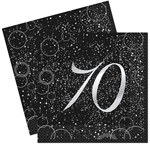 Unique Papierservietten mit Foliendruck für den 70. Geburtstag,silber,16er pack