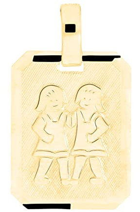 My Gold Damen Herren Sternzeichen Anhänger ZWILLINGE Gold 333 (Ohne Kette) Echtes Gelbgold (8 Karat) Platte 21mm x 12mm Gaudino A-04400-G303-Zwi