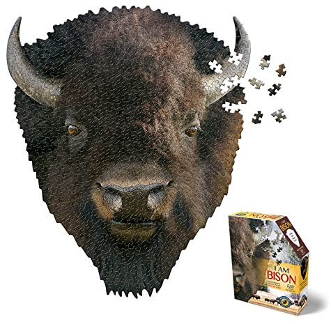 Madd Capp Games I AM Bison 550 Piece Animal Head-Shaped Jigsaw Puzzle