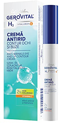 Gerovital H3 Hyaluron C Anti-Falten Augen- & Lippencreme, 15 ml | Mit Hyaluronsäure, Vitamin C und E, intensive Feuchtigkeitspflege für die empfindliche Augen- und Lippenpartie