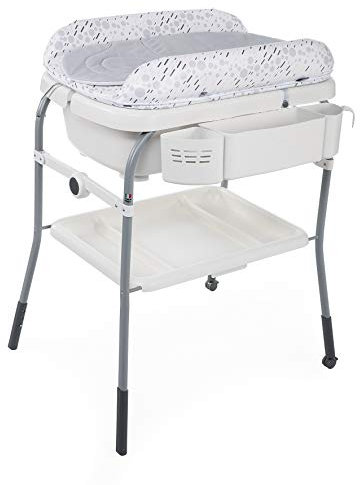 Chicco Cuddle&Bubble - Bañera y cambiador 2 en 1, plegable y compacta, peso 10 kg, color gris (Cool Grey)