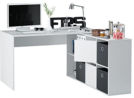 Habitdesign - Escritorio Multiposición Reversible, Mesa Estudio, Mesa PC, Modelo Adapta XL, Acabado en Blanco Artik