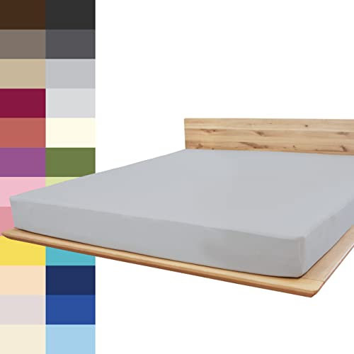JONA SLEEP® Premium Spannbettlaken (180-200 x 200 cm) Jersey Baumwolle Grafit - 220 g/m² - ÖKO-TEX 100 zertifziert - Made in Austria