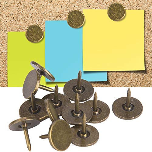 HEEPDD Clous de Rembourrage, tête Plate Cyan Bronze Fer Rond Meubles Antiques Ongles Broches Grosse tête Assortiment pour Tapisserie d'ameublement 100 pièces