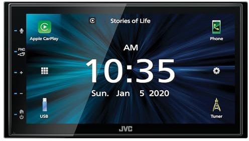 JVC KW-M560BT Apple CarPlay Android Auto Multimedia Player w/ 6.8 Capacitive Touchscreen, Bluetooth Audio and Hands Free Calling, MP3 Player, Double DIN, 13-Band EQ, SiriusXM, AM/FM Car Radio