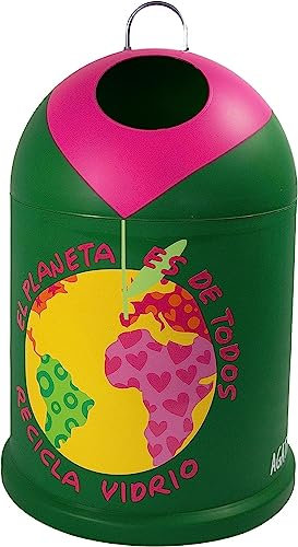 TIENDA EURASIA - Cubo de Basura para Reciclaje de Vidrio Original, Medidas: 29x29x45cm (PLANETA)