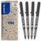 Pilot - Set di 4 V-Ball 05 - Penne Roller con Inchiostro Liquido - Punta Conica Fine per una Scrittura Fluida e Precisa - Asciugatura rapida - Nero - Punta Fine