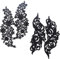 GORGECRAFT 2 Paar Spitzenapplikation Blumenstickerei Patch Schwarze Spitzenborte Kragen Für DIY Dekorierte Craft Nähkostüm (9.84x5.70, 11.41x5.11)
