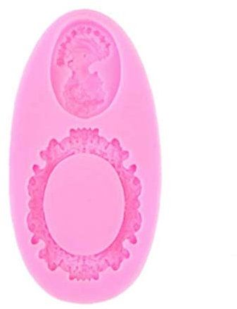 Vintage Elegant Lady Picture Oval Cameo Frame Photo Mirror Mould Cake Fondant Gum Paste Silicone Mold for Wedding Cupcake Decorating