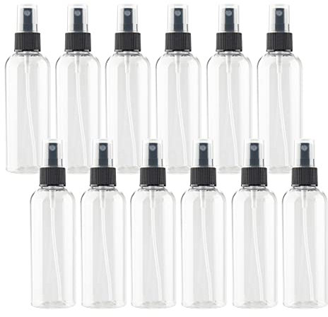 ZEOABSY 12 Pièces 100ml Vaporisateur Vide, Transparente Petits Vaporisateur en Plastique, Flacon Spray Vide, Atomiseur Parfum, Bouteilles avec Pompe de Pulvérisation Noir de Voyage