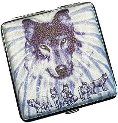 Zigarettenetui Etui für Zigaretten aus Metall Wolf Wölfe Verschiedene Motive (Motiv12)