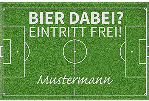 Manutextur Fußmatte mit Namen - Motiv Bier dabei? Eintritt frei! - viele Spruch-Motive - Schmutzfangmatte personalisiert - Größe 50x80 cm - persönliches & individuelles Geschenk