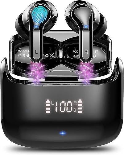Wireless Earbuds, Wireless Headphones Bluetooth 5.3 Headphones with 4 ENC Mic, NEW 40H Bluetooth Earphones in Ear Deep Bass Noise Cancelling Bluetooth Earbuds Mini Ear Buds IP7 Waterproof LED Display