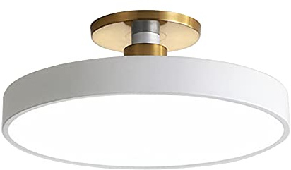 LOVTAL Macaron Round LED Ceiling Light, Modern Wrought Iron Ceiling Lamps Semi Flush Mount Ceiling Lighting for Children's Room, Bedroom, Hallway,White+Cool White-40cm 28W