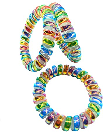 Haargummi in Spiralform, Regenbogenfarben