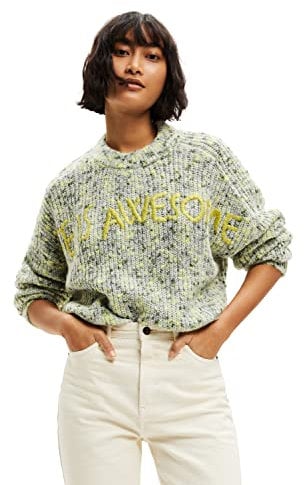 Desigual Women's Limegreen JERS_Hellene 4025 Lime Green Pullover Sweater, L