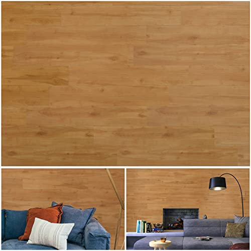 Magnetic Vinyl Wall Panel by Wallworks Design - Rustic Oak, Natural Wood Grain Pattern Planks, 36” x 6” (24pcs/Box = 36sf/Box)