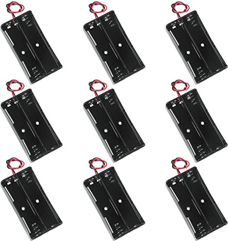 AOICRIE 9 Stück 3.7V 18650 Batteriehalter Gehäuse Kunststoff Akku Aufbewahrungsbox mit Wire Leads(2 Solts), 18650 Akku Gehäuse Spiralfeder, Akkupack 18650 3.7V