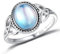 ADRAMATA 925 Sterling Silber Edelstein Ring für Damen - Mondstein Stimmungsring Solitär Ovaler Gefühls Edelstein