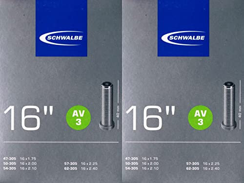 2X Schwalbe AV 3 Schlauch 16' 305 Ventil: Auto Schrader AV3 Autoventil 16 Zoll
