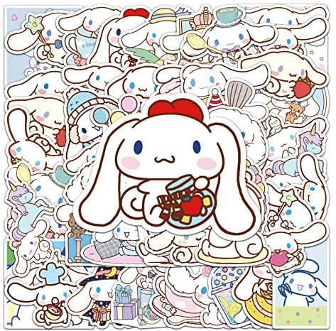 Cinnamoroll BabyCinnamoroll Aufkleber 50 Stück Vinyl Tier Aufkleber für Laptop Wasserflasche Fahrrad Skateboard Gepäck iPhone Computer,Wasserdicht Cute Big Ear Dog Sticker für Jugendliche Kinder