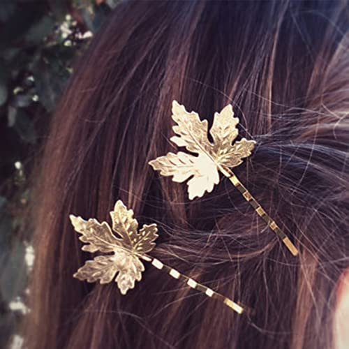 Aneneiceera Boho Ahornblatt Haarspange Vintage Gold Ahornblatt Haarnadel Retro Haarspange Braut Haar Bobby Pins Tragen Haar Klemmen Hochzeit Haarschmuck Für Frauen Und Mädchen 2pcs(Blatt C)