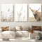 Sarah Duke 3er Moderne Poster Set Hochlandrinder Pampasgras Leinwand Bild Yak Kunstdrucke, Ohne Rahmen Wandbilder, Boho Deko Wanddeko für Wohnzimmer Schlafzimmer (50x70cm)