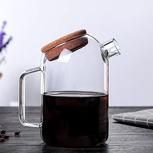 Glaskaraffe mit Korkdeckel,Heiß/Kaltwasserkrüge,Glas Teekanne,Hitzebeständig Teekanne,Glaskrug für Getränke,,dickere und stärkere Wasserkrug Glas,für Saft Wasser Getränke Eistee Wein Kaffee (1000ML)