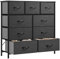 YITAHOME Commode en Tissu avec 9 tiroirs, unité de Rangement pour Chambre à Coucher, Salon, Couloir, Cadre en Acier Robuste, Dessus en Bois et tiroir en Tissu Facile à Tirer (Gris Noir)
