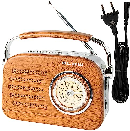 Blow RA3 Mobiles AM/FM/Retro-Radio | Blow RA3 | Bluetooth-Streaming USB/microSD | Netz-/Batteriebetrieb | Tragbares Retro-Design | Teleskopantenne 60 cm | Lautsprecher 2,5 Zoll
