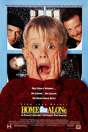 Home Alone Poster A4 - Filmkunstposter in verschiedenen Größen für Wohn- oder Schlafzimmerideen. Randlose Kultfilmbilder, klassische ikonische 70er, 80er, 90er Jahre, Vintage-Retro-Wanddekoration, Bi