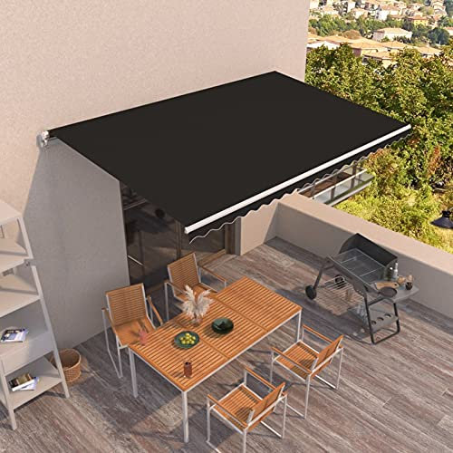 Yolola Gelenkarmmarkise Easy Markise Einziehbar Handbetrieben Balkonmarkise Sonnenschutz Terrasse, Kurbelbedienung, 500 x 350 cm Anthrazit