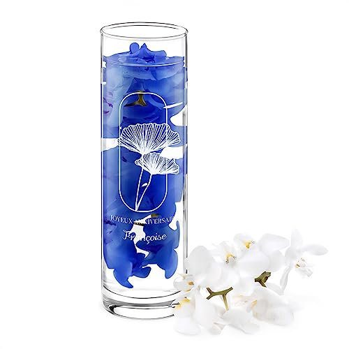 Maverton Vase en Verre personnalisé pour femme - Vase en verre transparent haut - vase cylindrique original gravé pour maman - elle - amie - anniversaire - décoration salon - joyeux Anniversaire