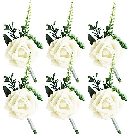 Trsnzul Hochzeit Braut Blumen Anstecker 6 Stück Rose Boutonniere Hochzeit Rose Blumen Anstecker Hochzeitsbrosche Hochzeitsanstecker Rose Hochzeit Corsage Blume Ansteckblume Hochzeit Boutonniere